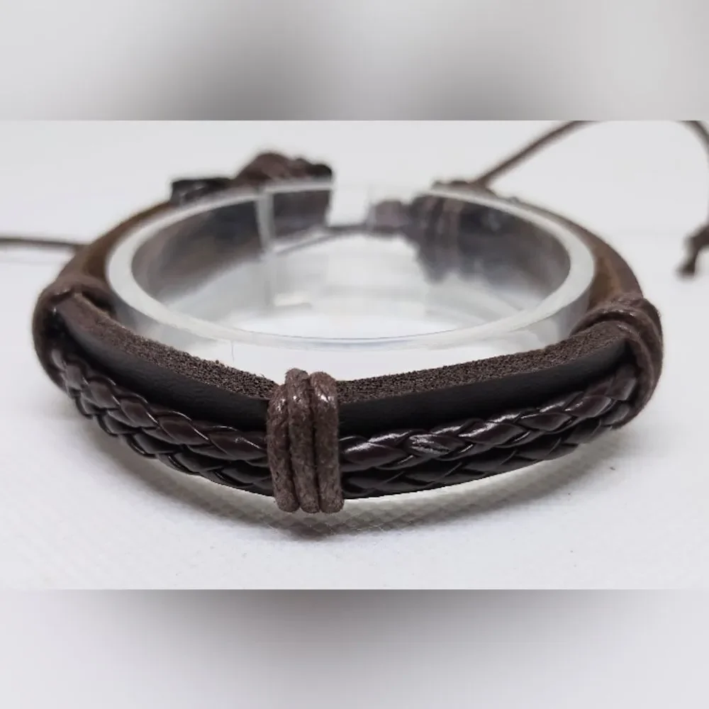 Men's‎ leather bracelet layered brown new e71